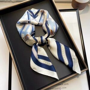 Navy and Cream Patterned Women's Neck Scarf